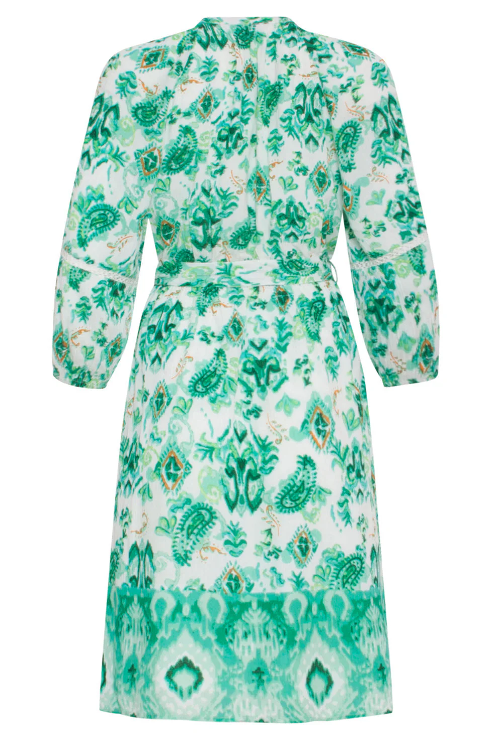 24140 Fris - Ornamentprint Jurk Met V-Hals | White - Muticolour - Image 7