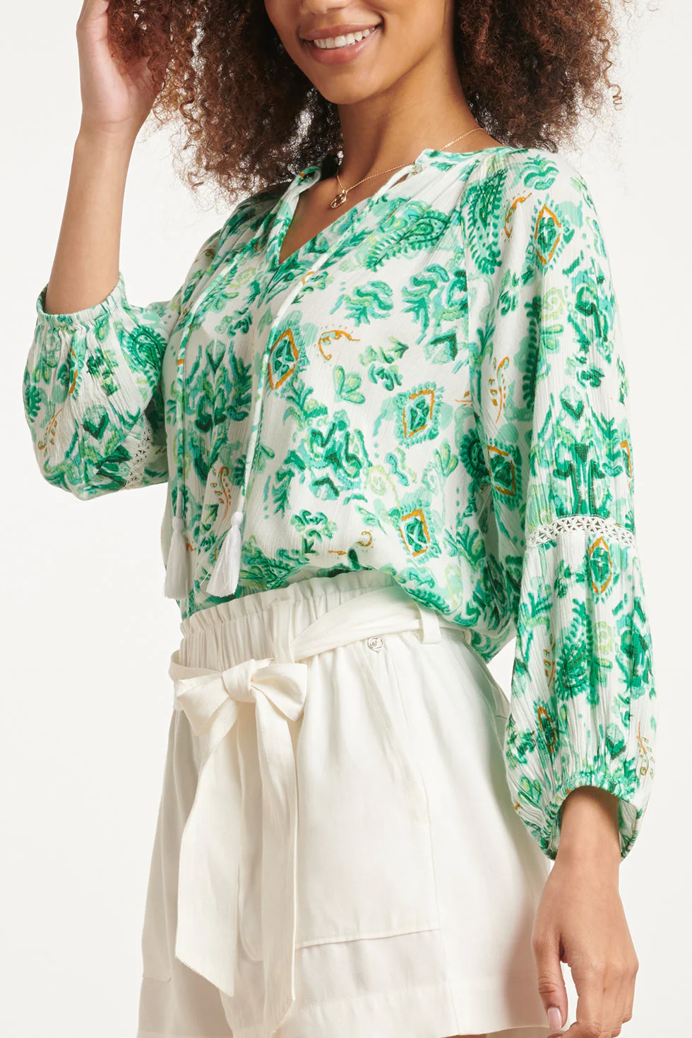 24141 Fris - Ornamentprint Top | White - Muticolour - Image 4