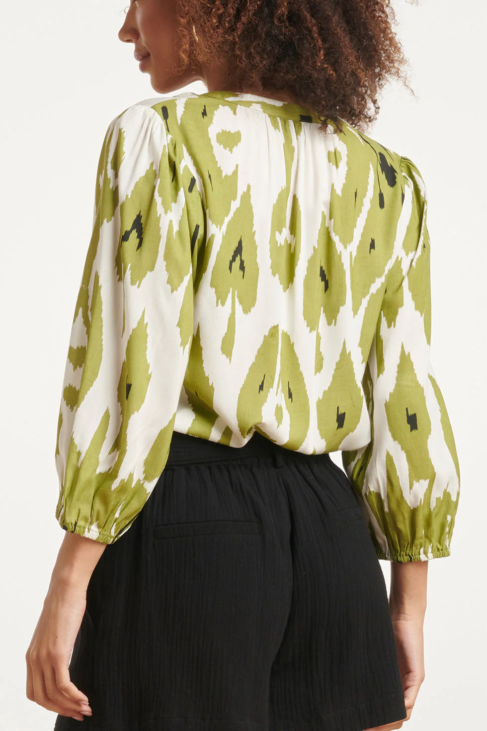 24142 Eenvoudige Klassieke Top Met Mos Aztekenprint | Off White - Light Army - Image 5