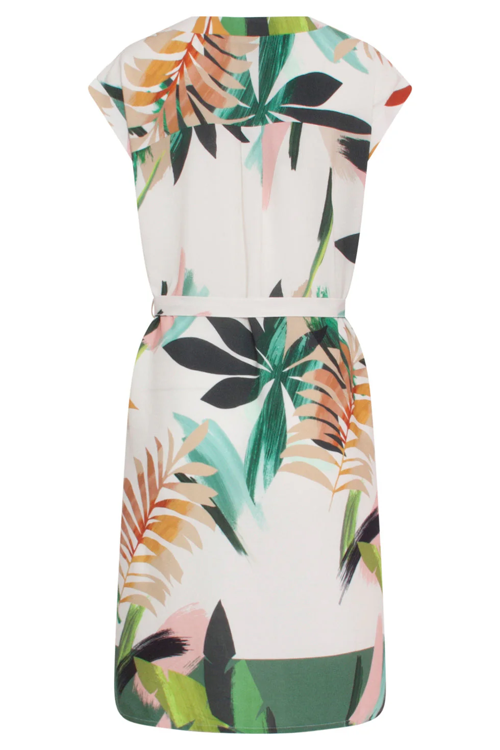 24144 Eenvoudige Klassieke Zomerjurk Met Tropische Bladerenprint | White - Muticolour - Image 7