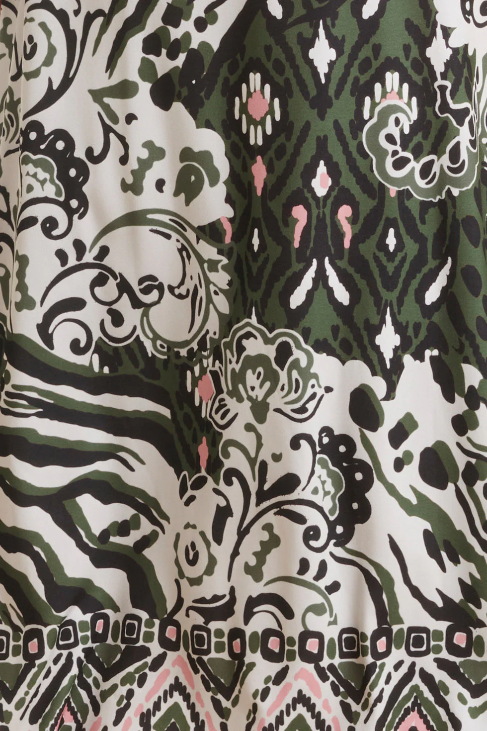 24147 Stretch Zomerjurkarmy Green Aztec Print | Off White - Muticolour - Image 8
