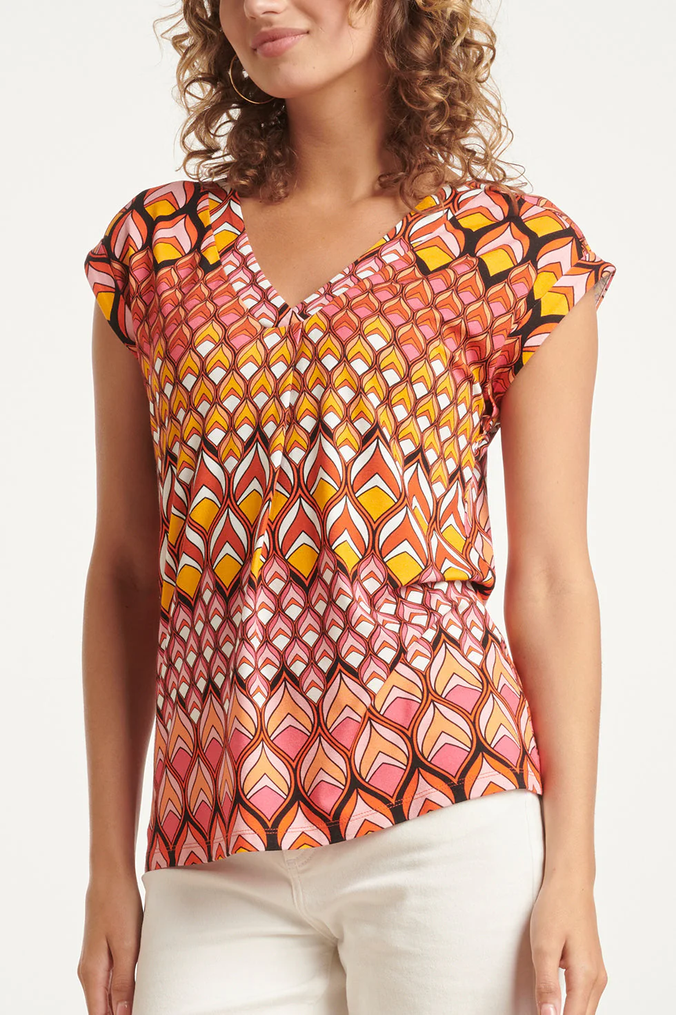 24154 Zomer Top Met Retro Grafische Print | Muticolour - Image 4