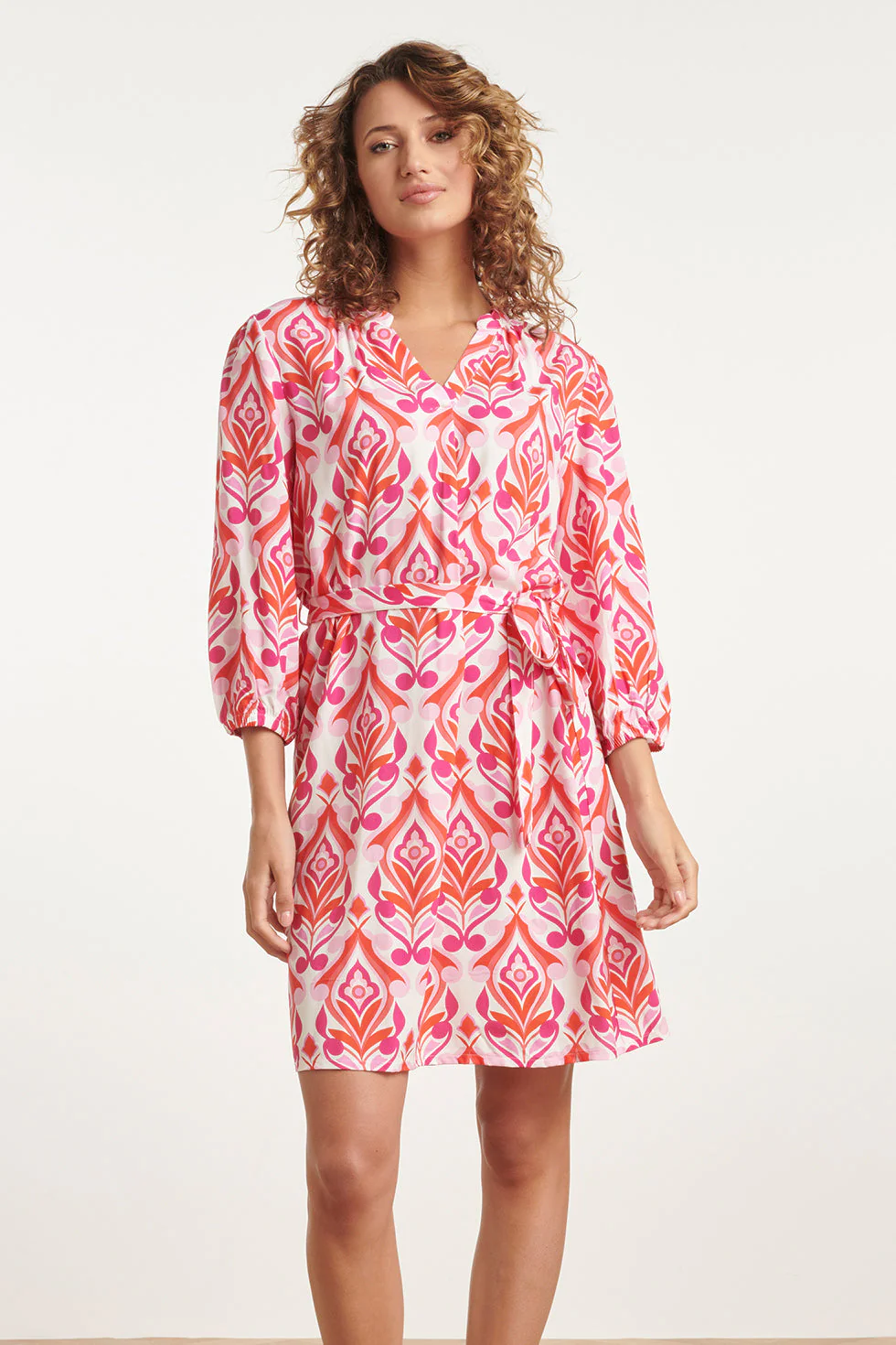 24159 Zomerjurk Met Ornamentprintverschillende  Tinten | White - Muticolour