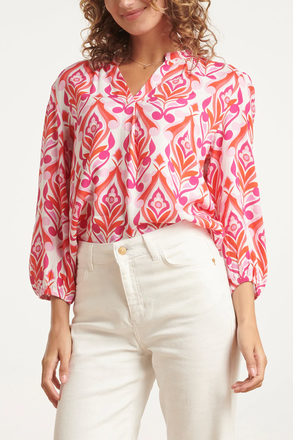 24160 Top Met Ornamentprintverschillende Tinten | White - Muticolour - Image 4