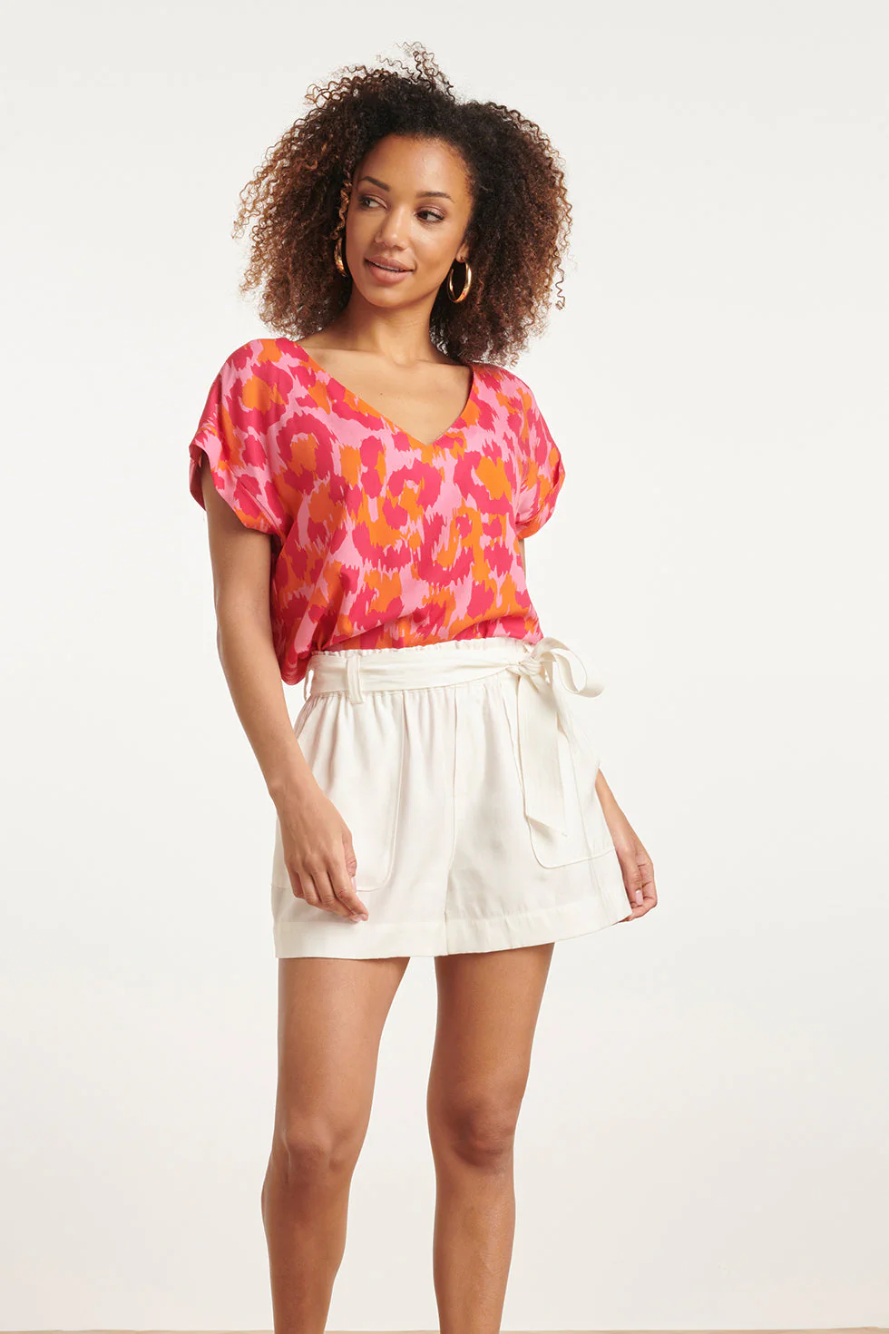 24162 Top Met Gedurfd Cheetah Patroonfuchsia | Pink - Muticolour