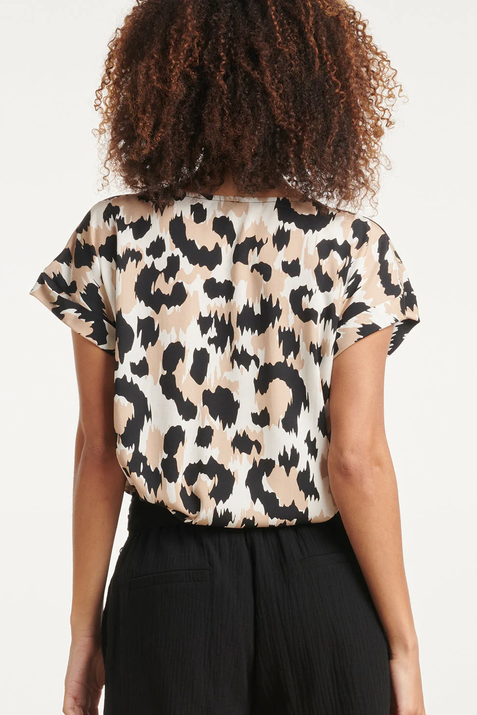 24164 Top Met Gedurfd Cheeta Patroon | Off White - Black - Image 6