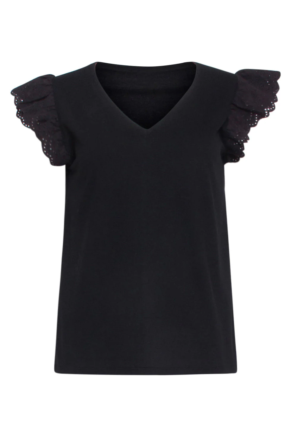 24170 Basic Top Met Brie Anglaise | Black - Image 2