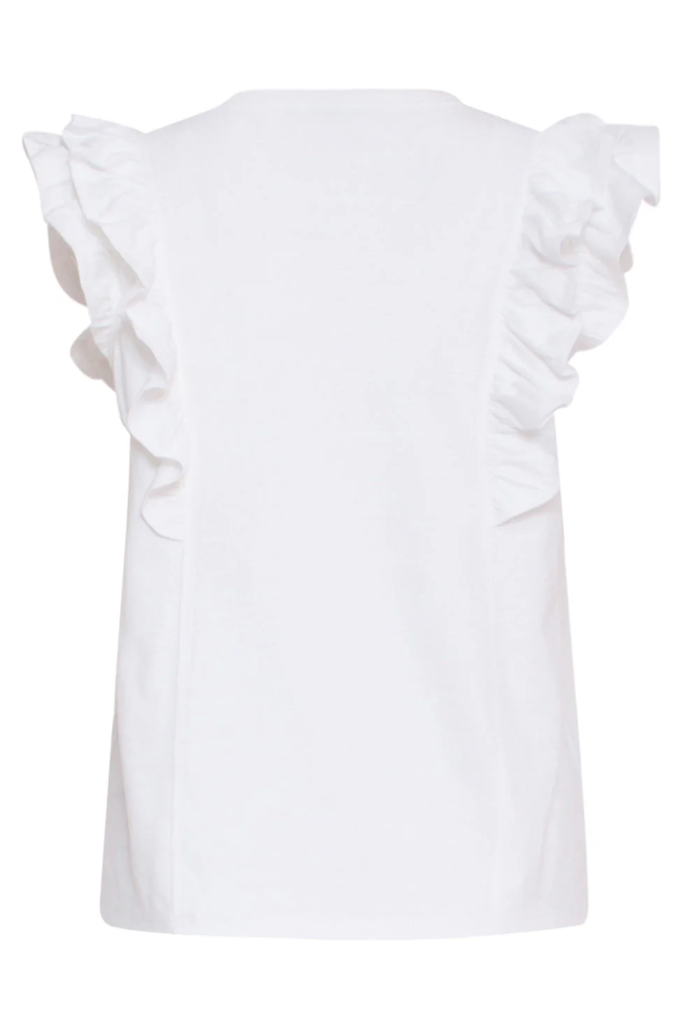 24171 Basic Te Top Met Speelse Dubbele Ruches | White - Image 7
