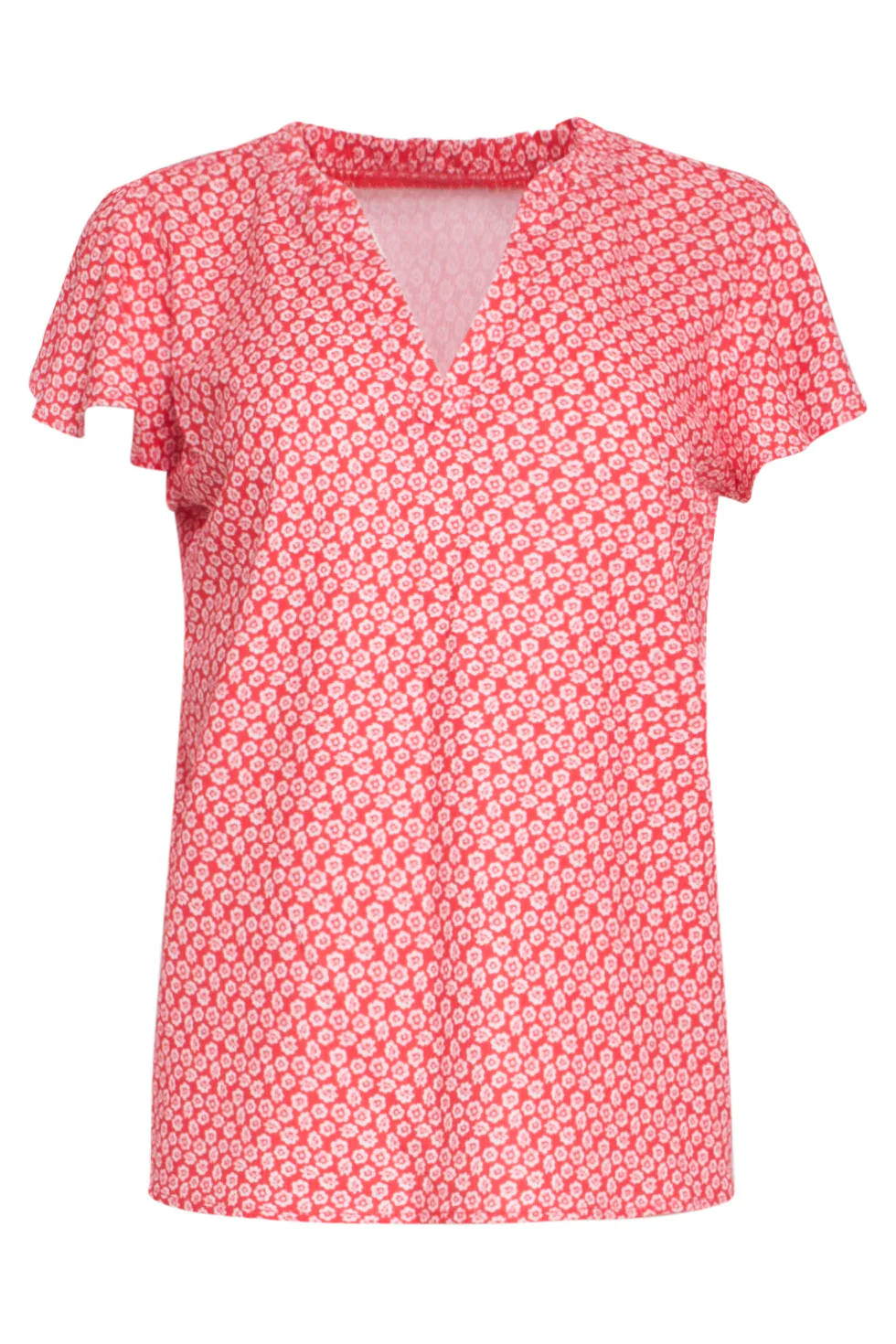 24176  Flowy Top Met Te Bloemenprint | Red - White - Image 2