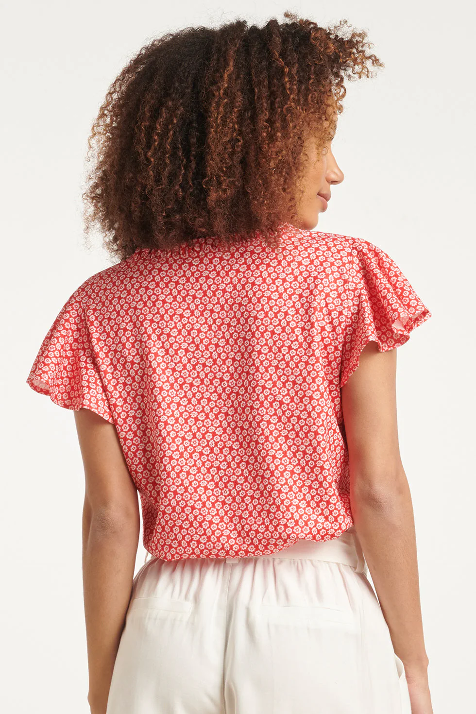 24176  Flowy Top Met Te Bloemenprint | Red - White - Image 6