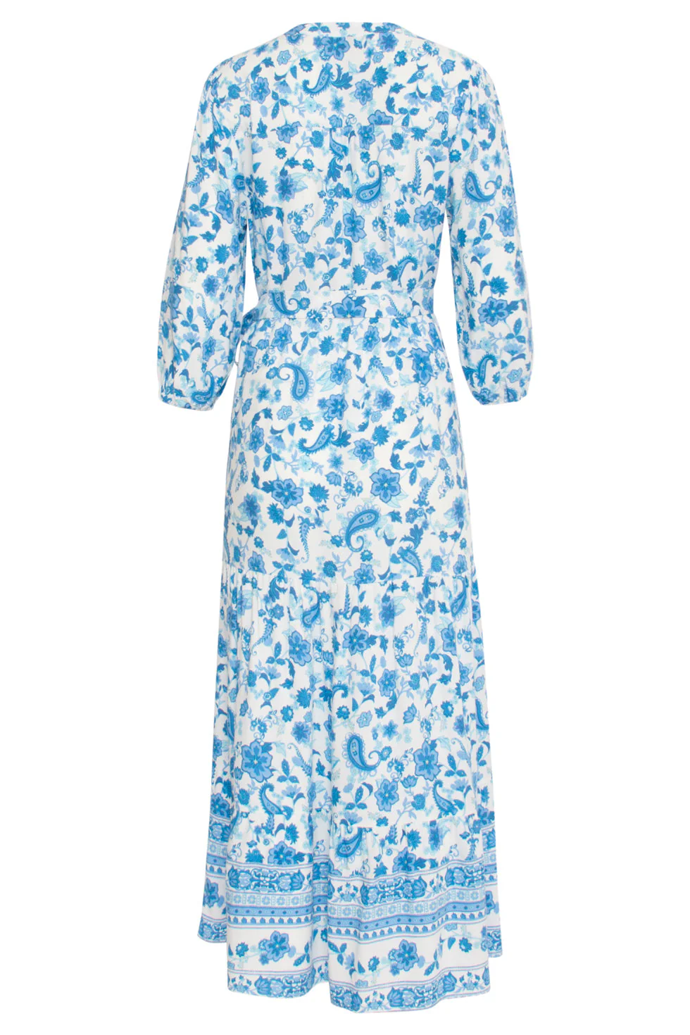 24314 Prachtige  Bloemen Paisley Maxi Jurk | White - Blue - Image 7