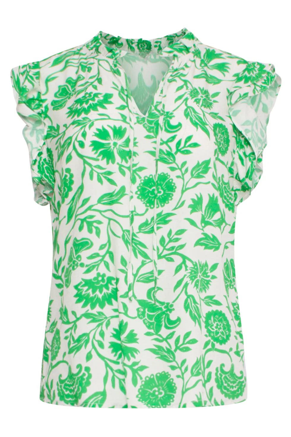 24319 Zomerse Levendige Bloemen Top | White - Green - Image 2