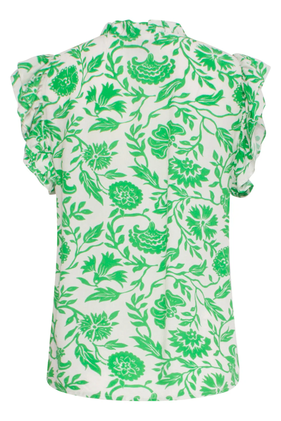 24319 Zomerse Levendige Bloemen Top | White - Green - Image 7