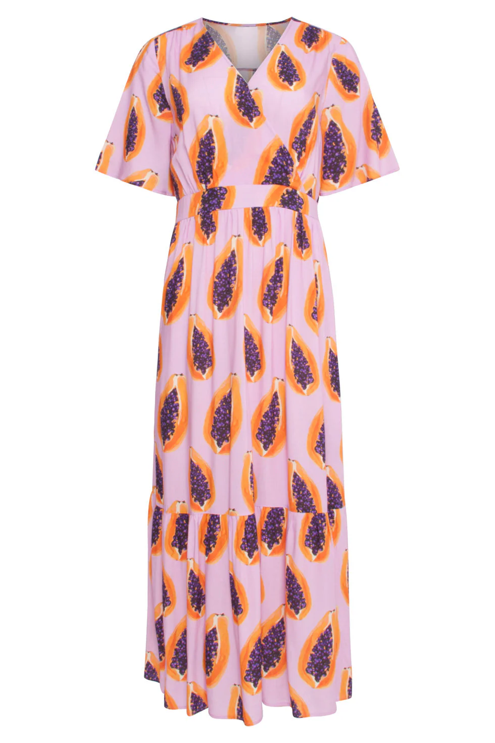 24327 Lilae Papaya Print Maxi Jurk | Lilac - Muticolour - Image 2