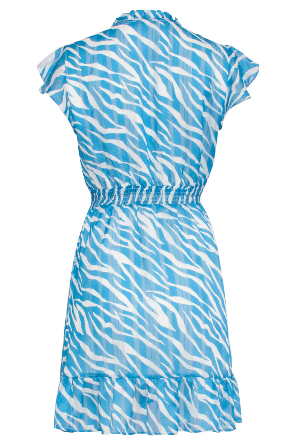 24333 Kort Zomers Jurkje Met Helder Animal Print | White - Mid Blue - Image 7