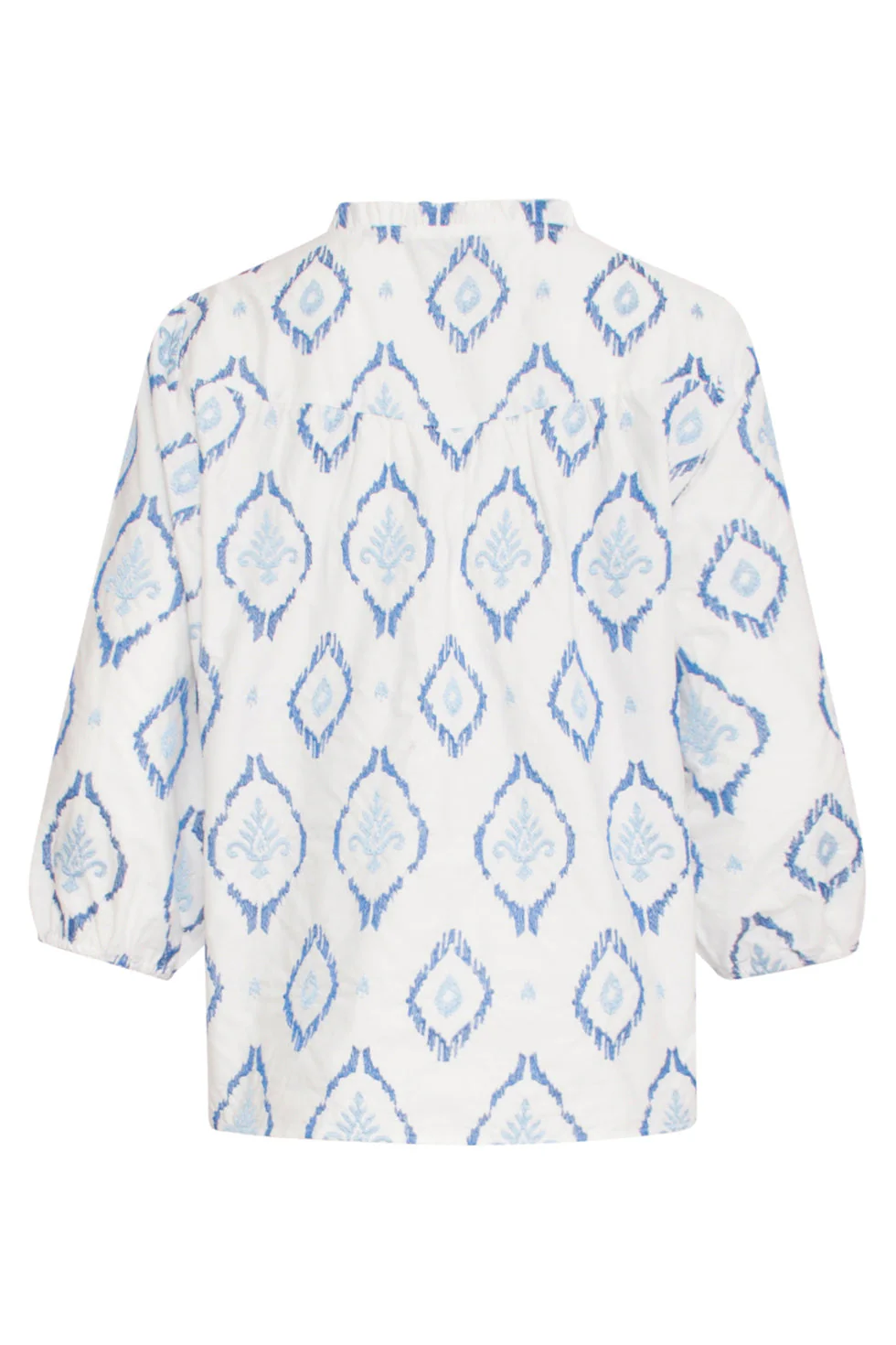 24340 Katoenen Geborduurde Fashion Top | White - Blue - Image 7