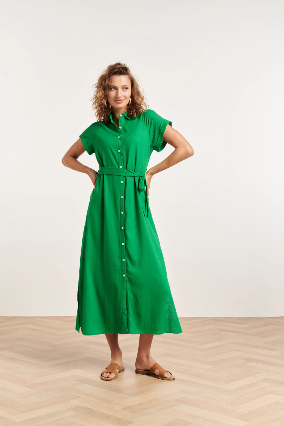 24348 Ademende Zomer Shirtjurk | Green - Image 3
