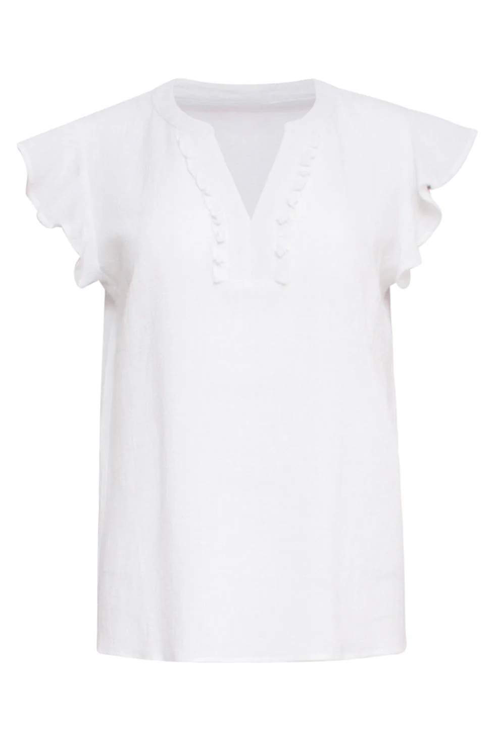 24359 Dames Korte Ruffle Mouw Te Top | White - Image 2