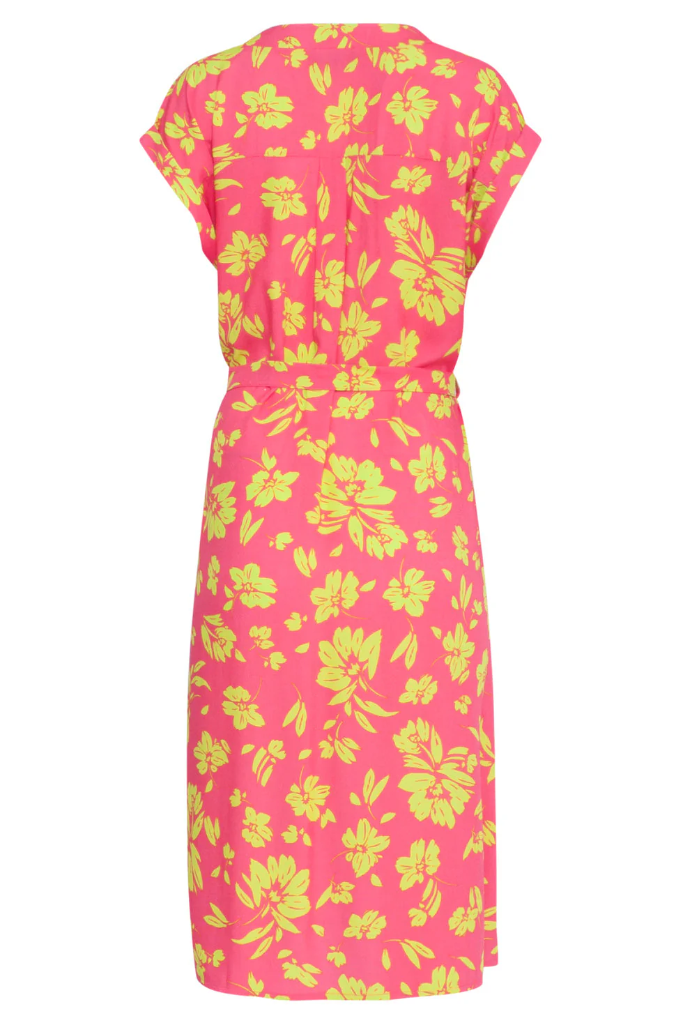 24371 Dames Fuchsia Jurk Met Allover Lime Bloemenprint | Lime - Pink - Image 7