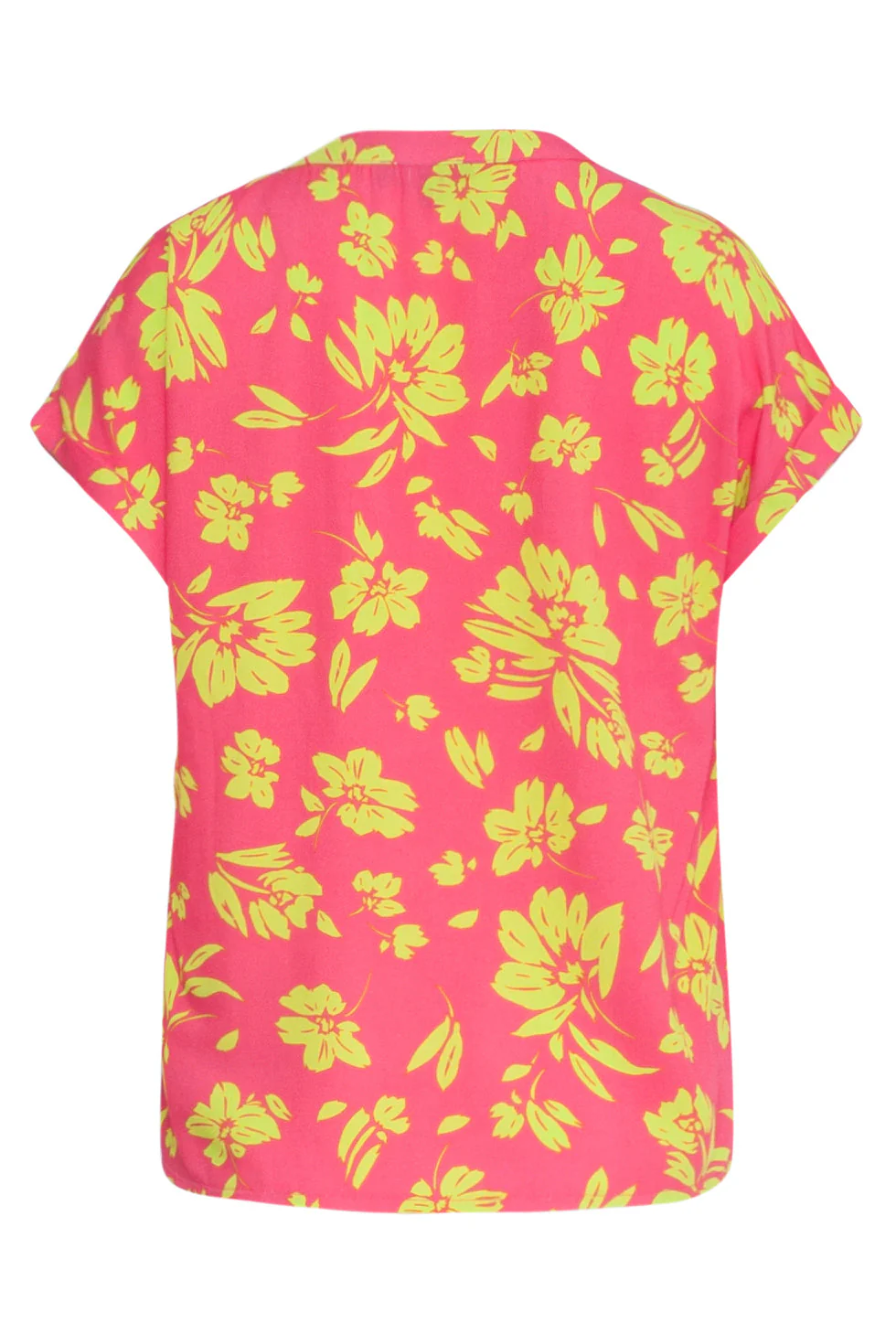 24372 Dames Fuchsia Top Met Allover Lime Bloemenprint | Lime - Pink - Image 7