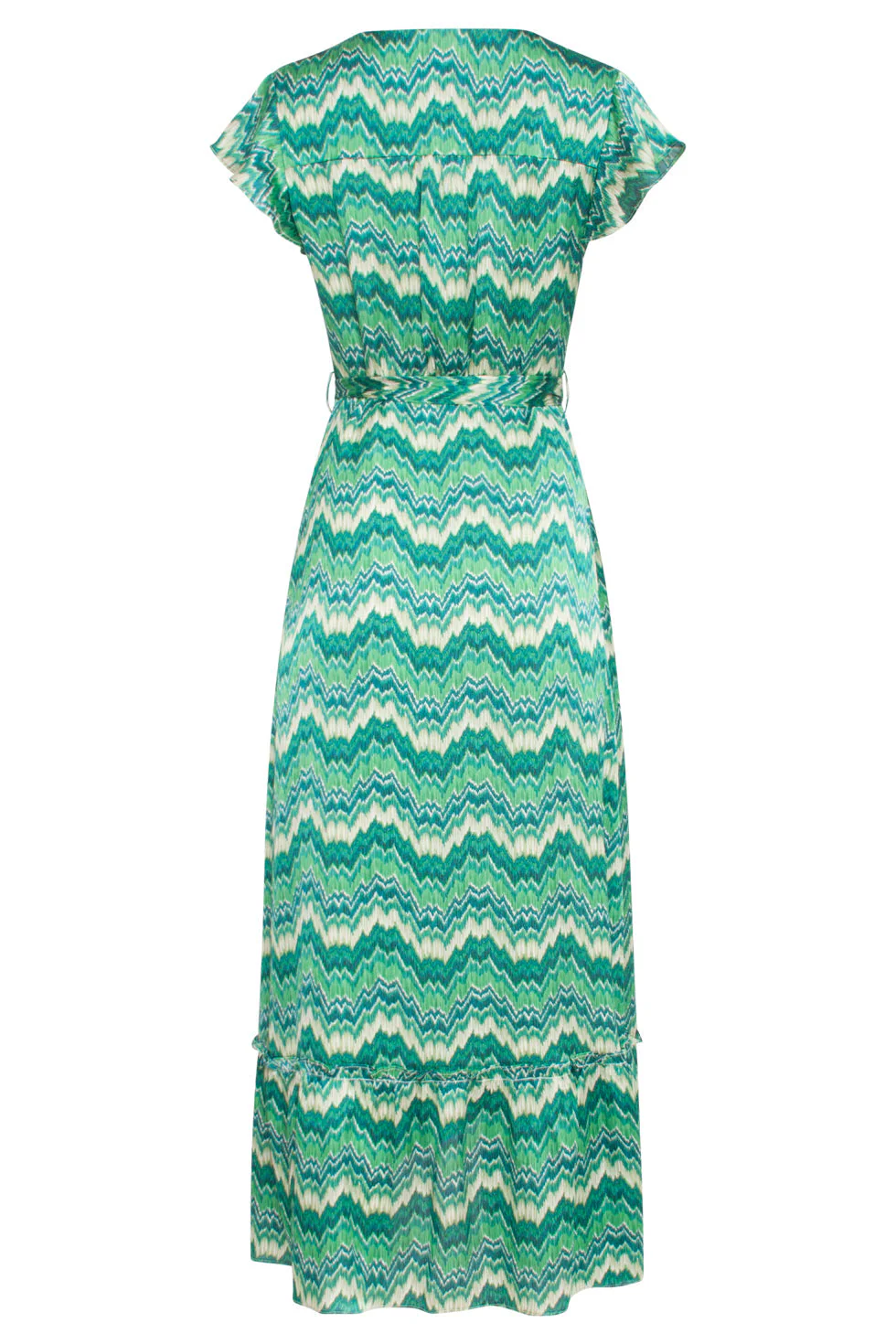 24402  Satijnen Zomerjurk Met Abstracte Print | White - Green - Image 7