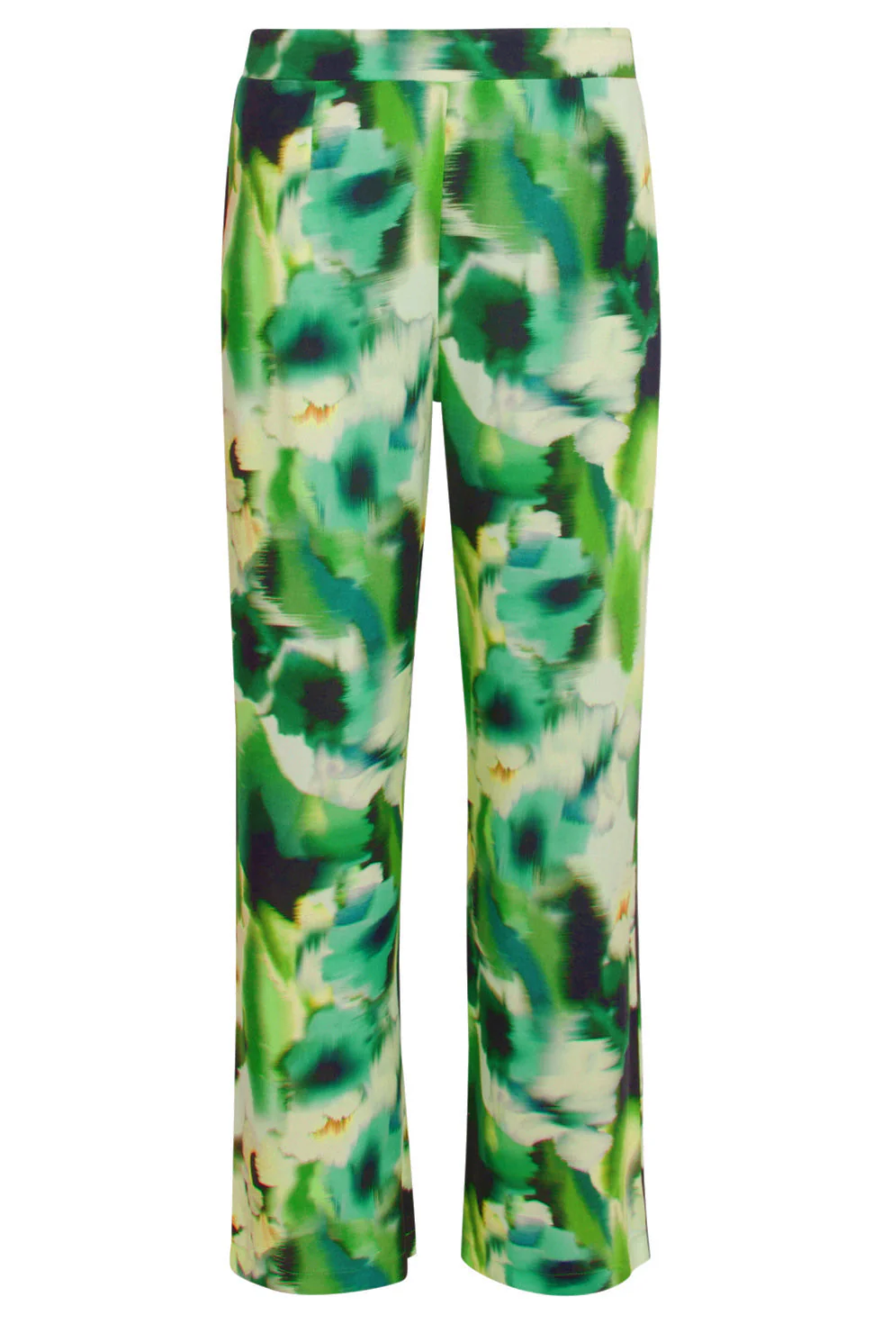 24428 Mashed Lemon Zomer Wijde Broek Met Abstracte Bloemenprint - Tinten | Black - Yellow - Image 2