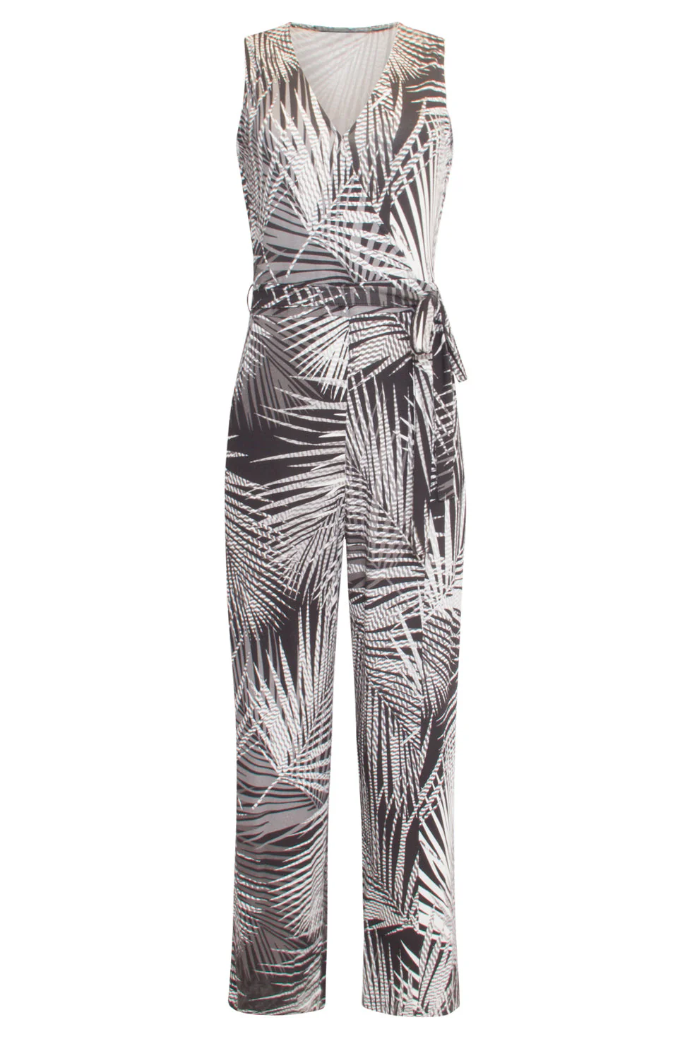 24441 Zacht Stretchy Donkerbladig Jumpsuit | Black White - Image 3