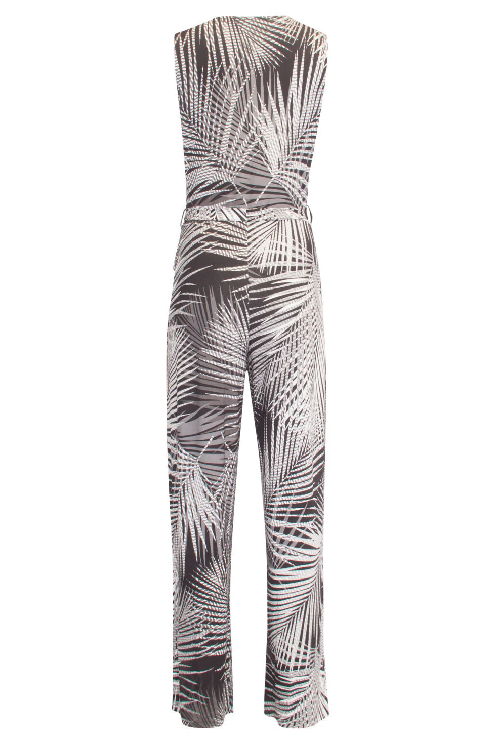 24441 Zacht Stretchy Donkerbladig Jumpsuit | Black White - Image 6