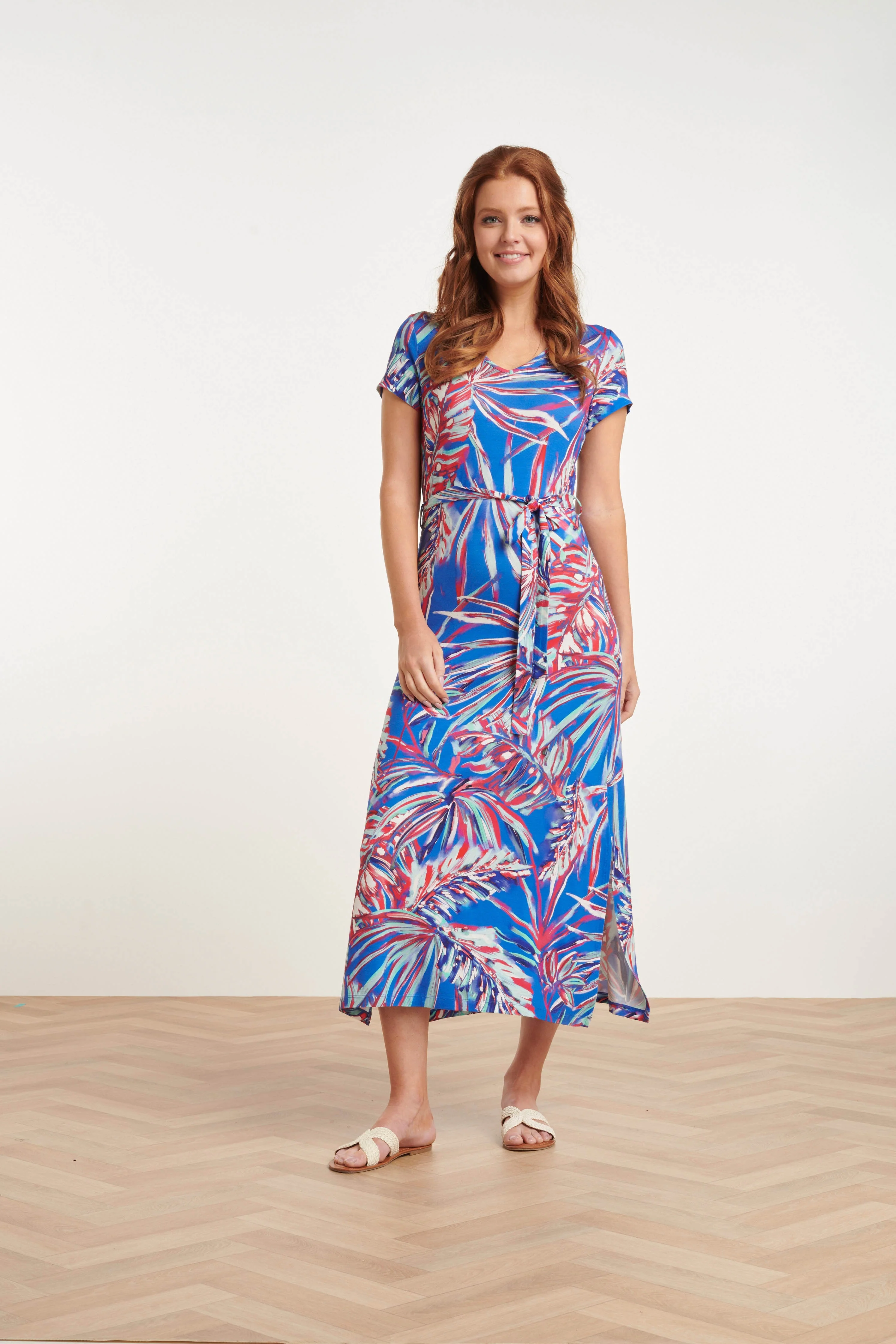 24442 Helder Bladprint Maxi Zomerjurk | Muticolour