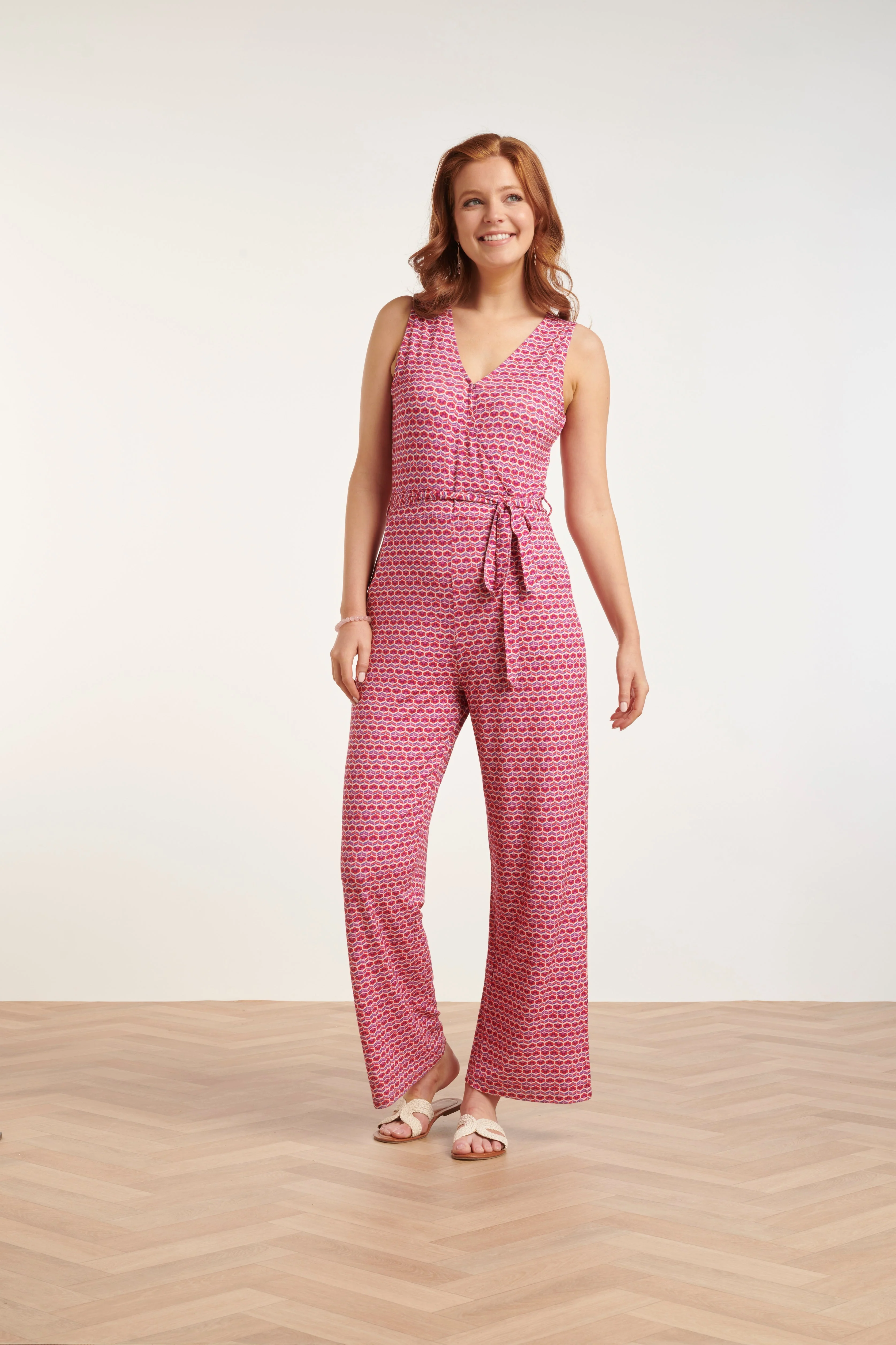 24444 Retro Grafische Print Jumpsuit - Wijde Pijpen | Muticolour - Image 3