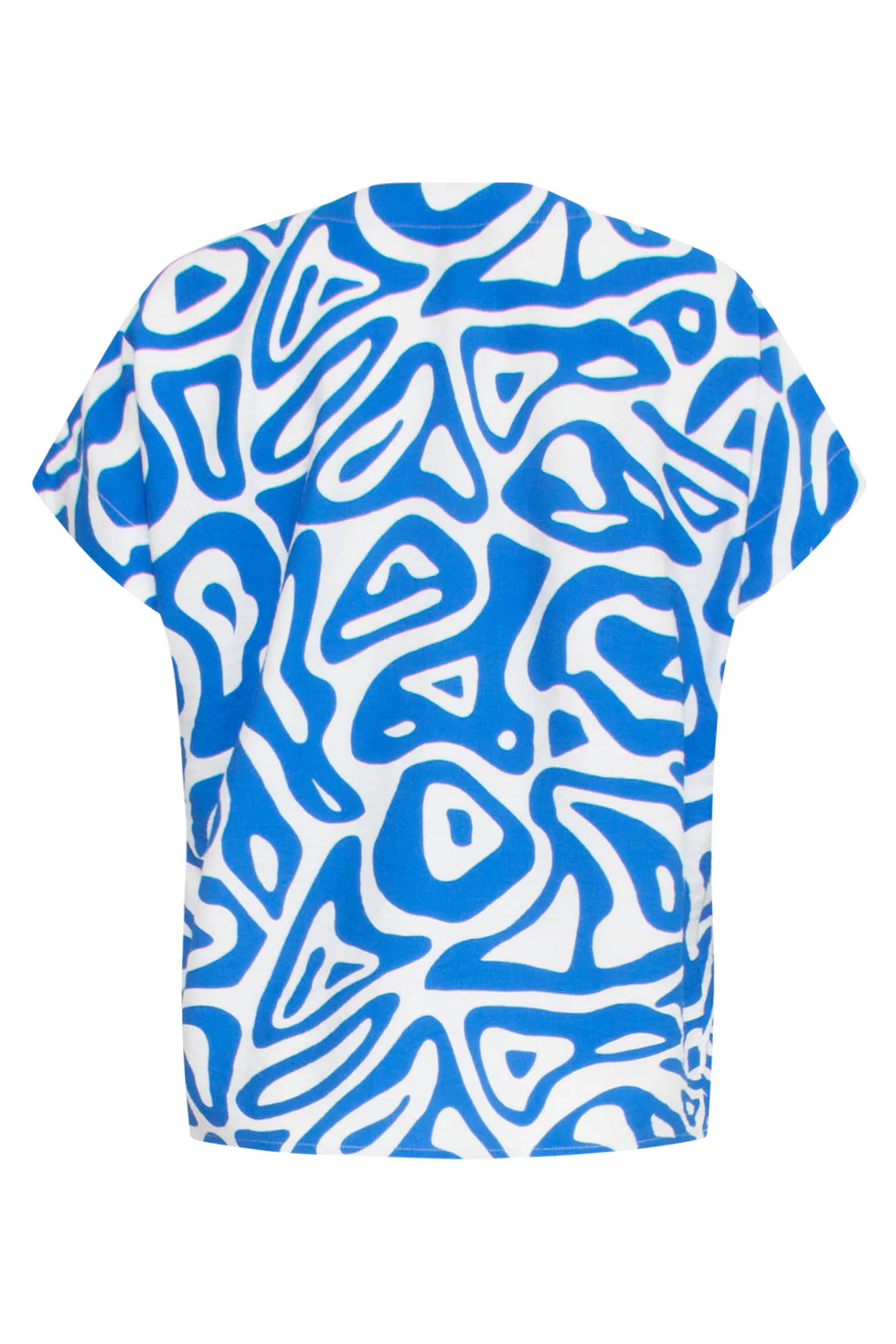 25002 V-Hals Top Met Te Abstracte Printlosse Pasvorm | Cobalt - White - Image 7