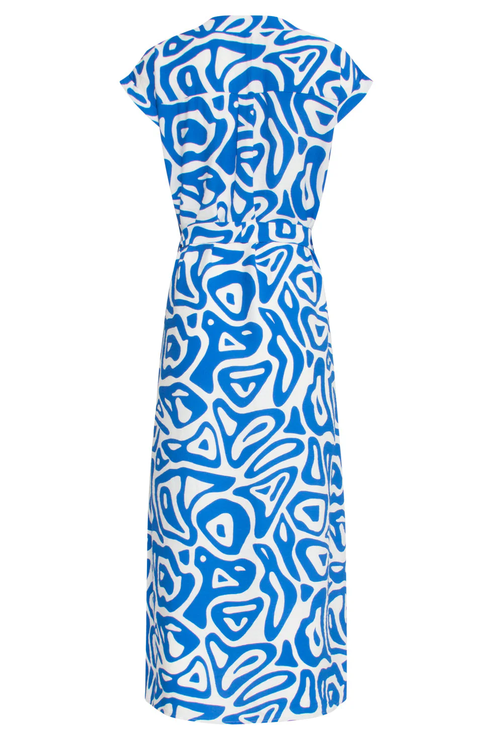 25003 Midi Jurk Met Te Abstracte Print | Cobalt - White - Image 6