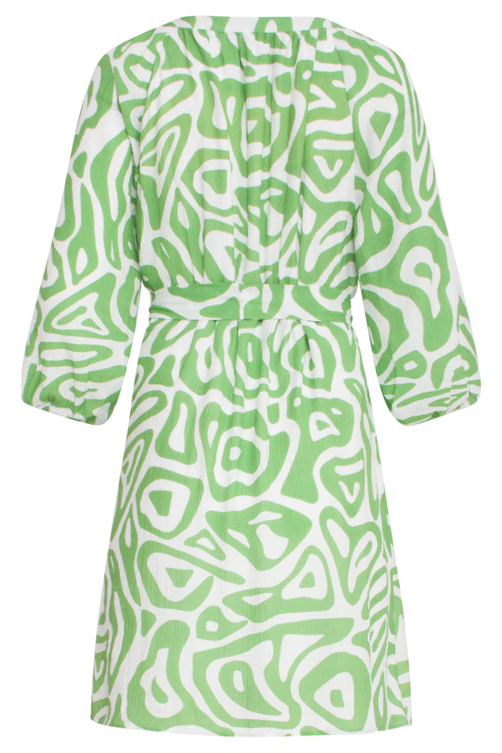 25005 Crinkle Jurk Met Lichtte Abstracte Print | Light Green - White - Image 7