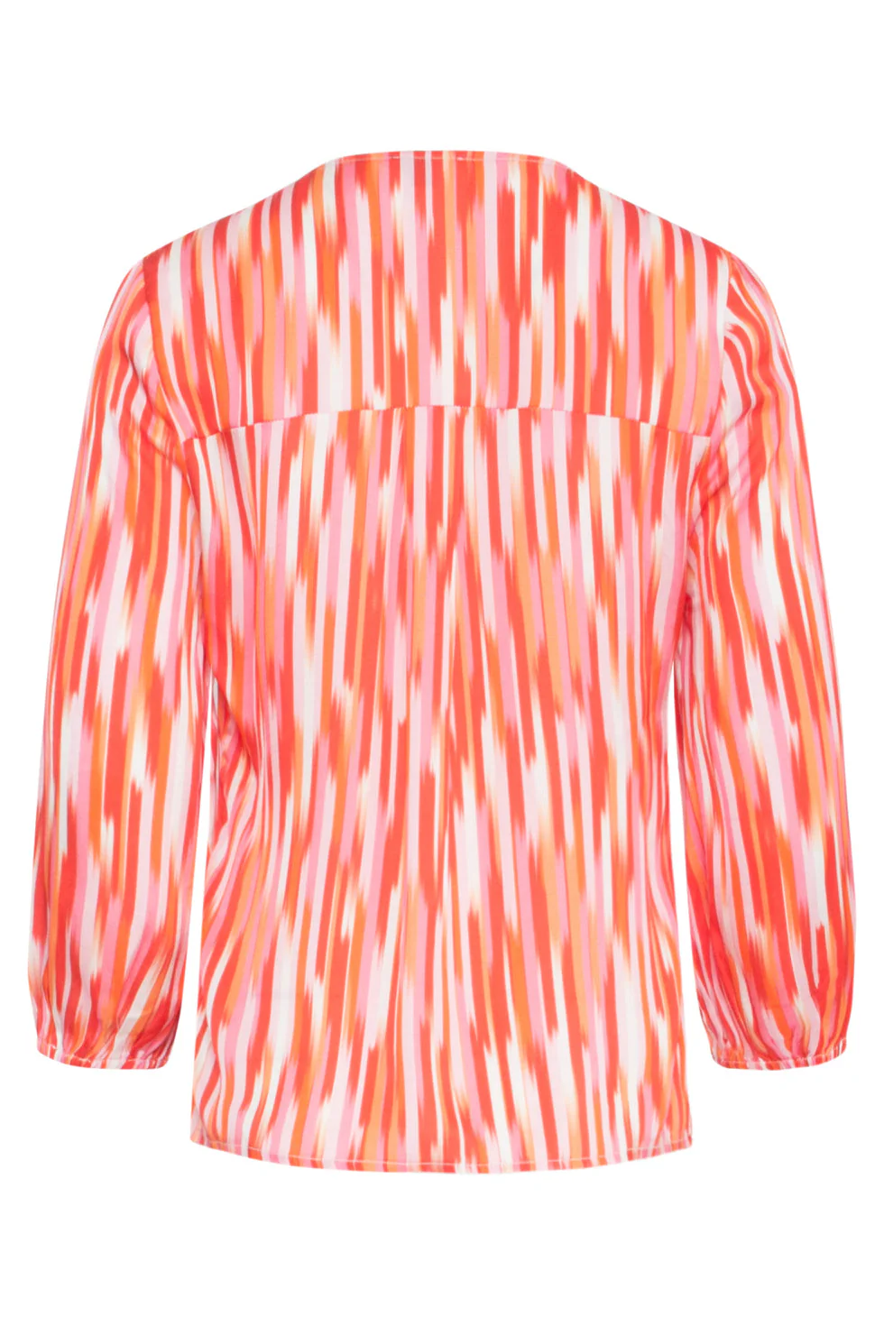 25008 Gestreepte V-Hals Satijn Top | Red - Muticolour - Image 7