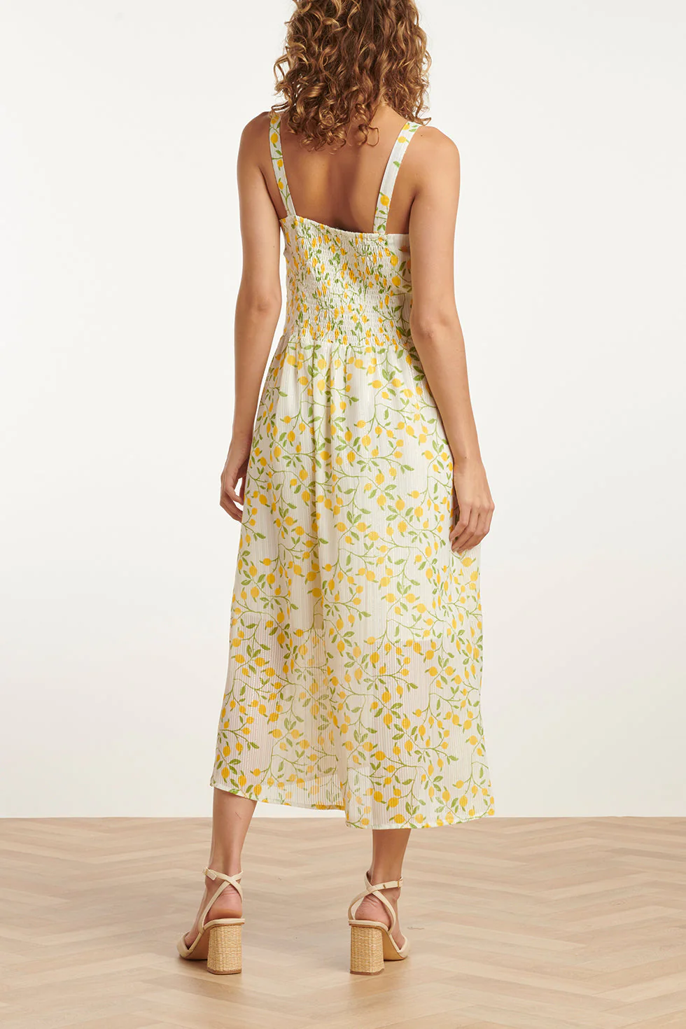 25011 Midi Strappy Jurk Met Citroenprint | White - Muticolour - Image 6