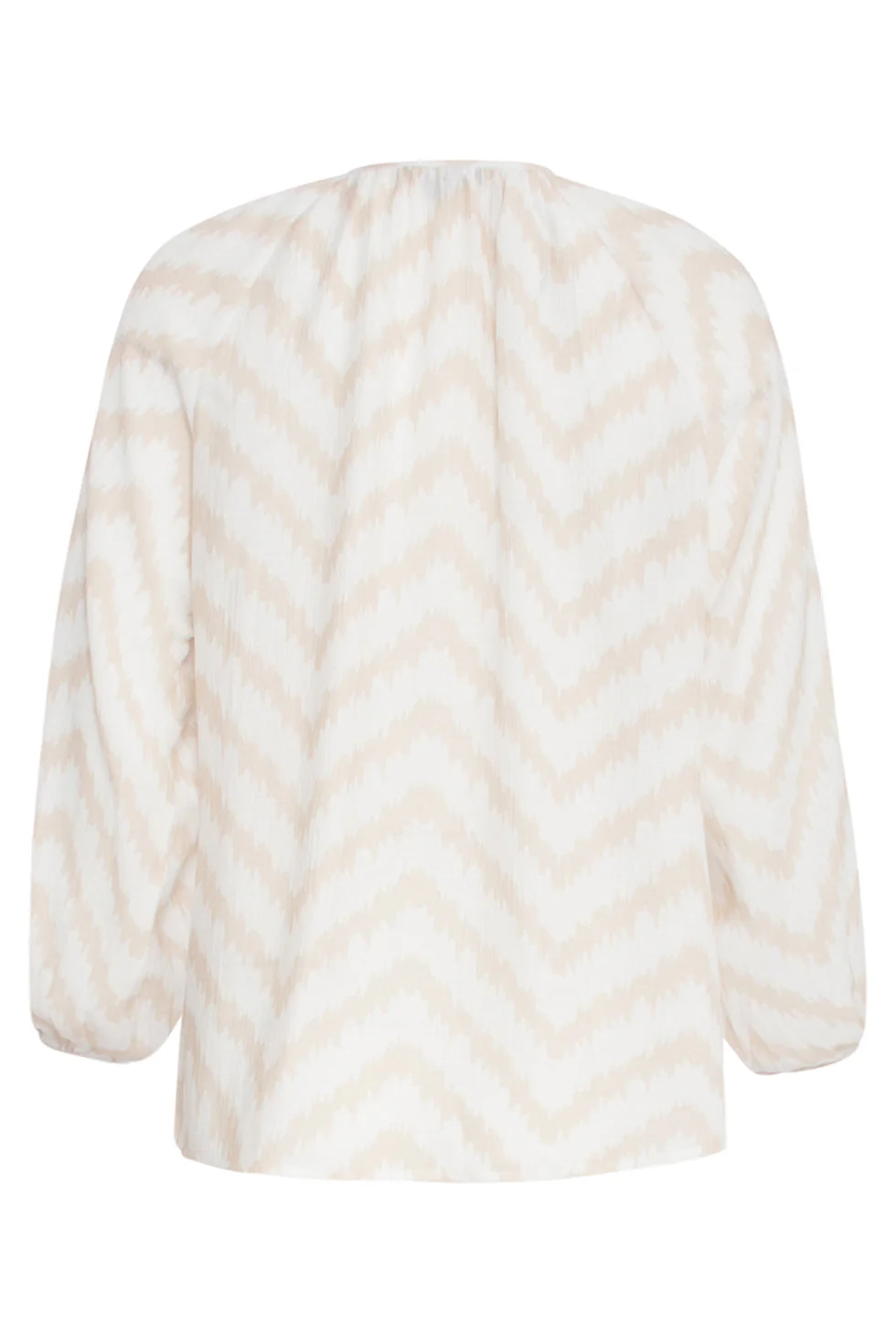 25013 Zachtevloeiende 3/4 Mouw Top Met Zigzag Print | Off White - Sand - Image 7