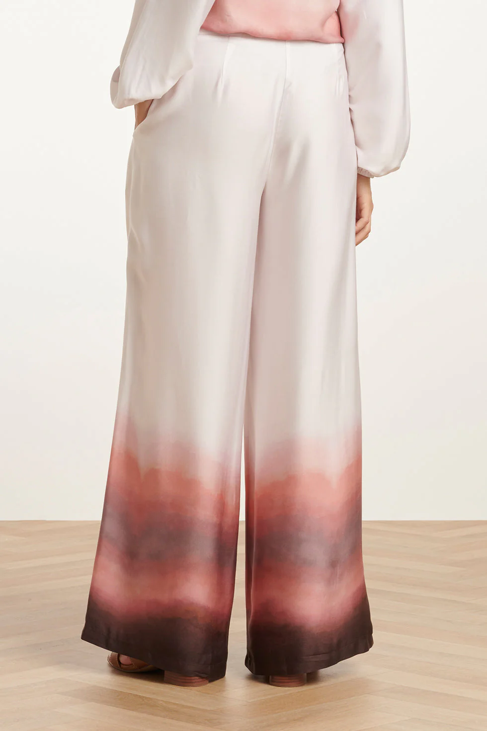 25018 Wide Leg Broekvintage Mauve Ombre | Off White - Old Pink - Image 6