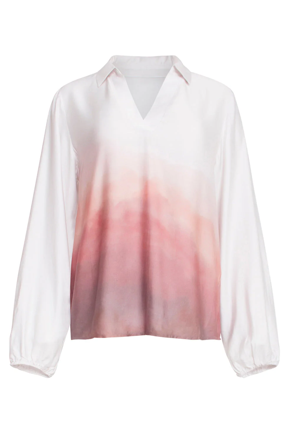 25020 Top Met Kraagvintage Mauve Ombre Print | Off White - Old Pink - Image 2