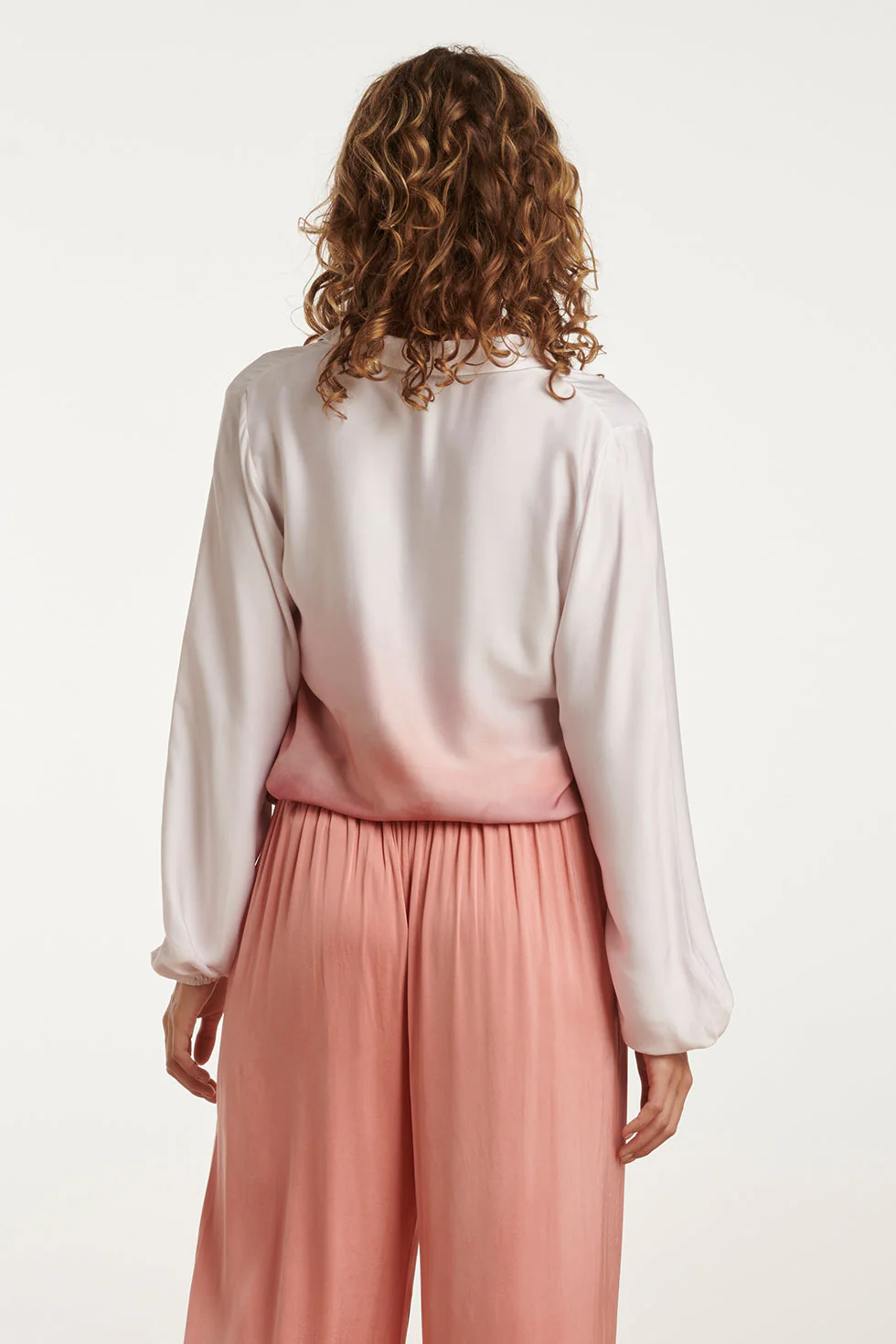 25020 Top Met Kraagvintage Mauve Ombre Print | Off White - Old Pink - Image 6