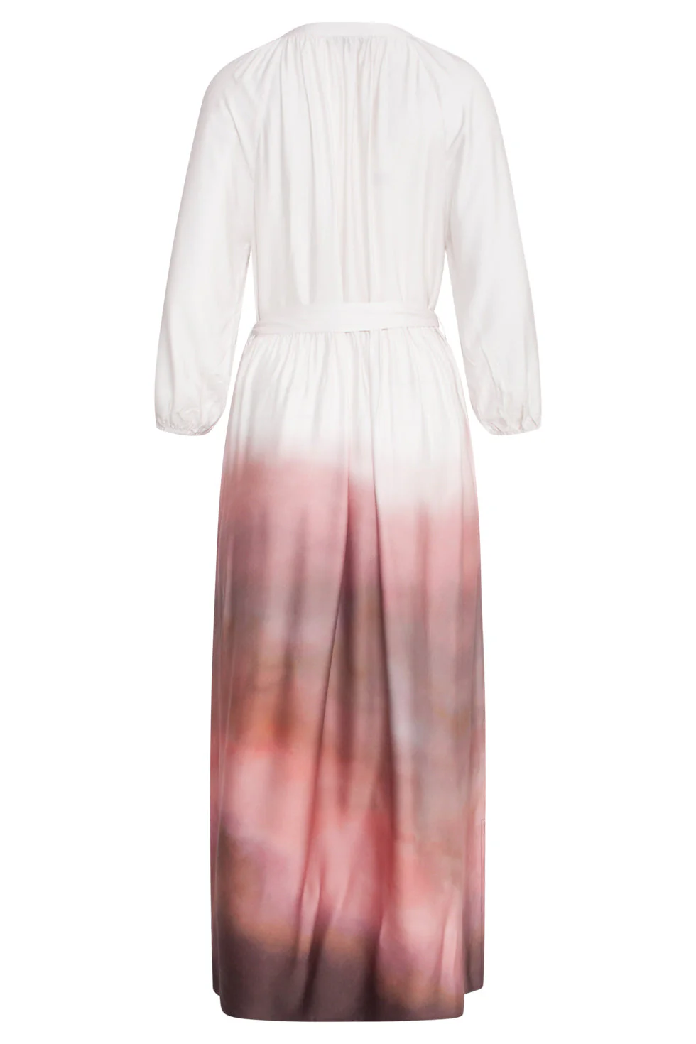 25021 Maxi Jurk Met Vintage Mauve Ombre Print | Off White - Old Pink - Image 7