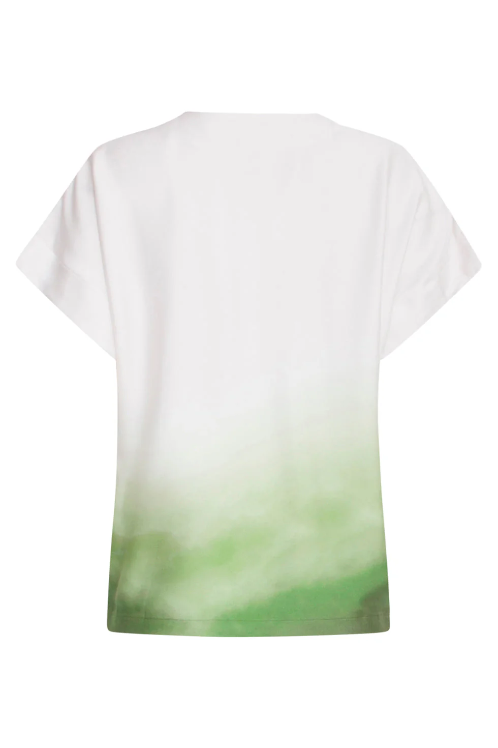 25023 Loose Fit V-Paneel Top Met Ombre Print | Off White - Light Green - Image 7