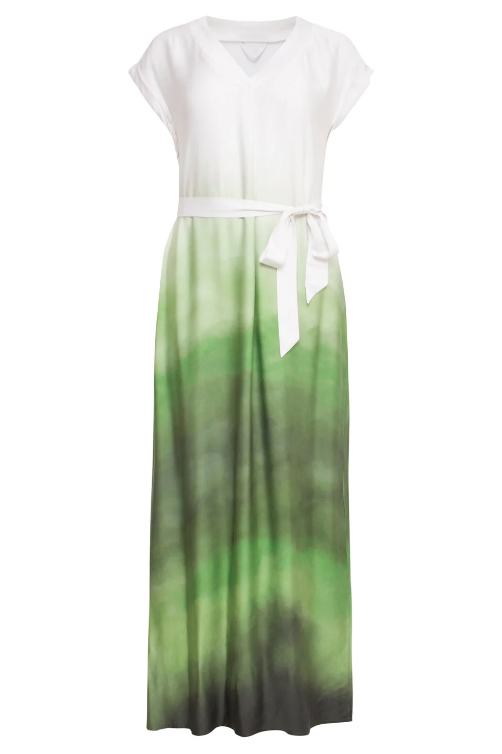 25024 Midi Jurk Met V-Paneelombre Print – | Off White - Light Green - Image 2