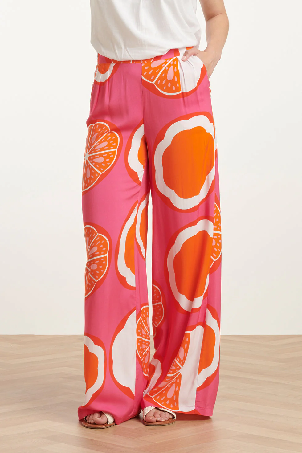 25027 Wide-Leg Broek Met Fruitprint | Pink - Muticolour - Image 3