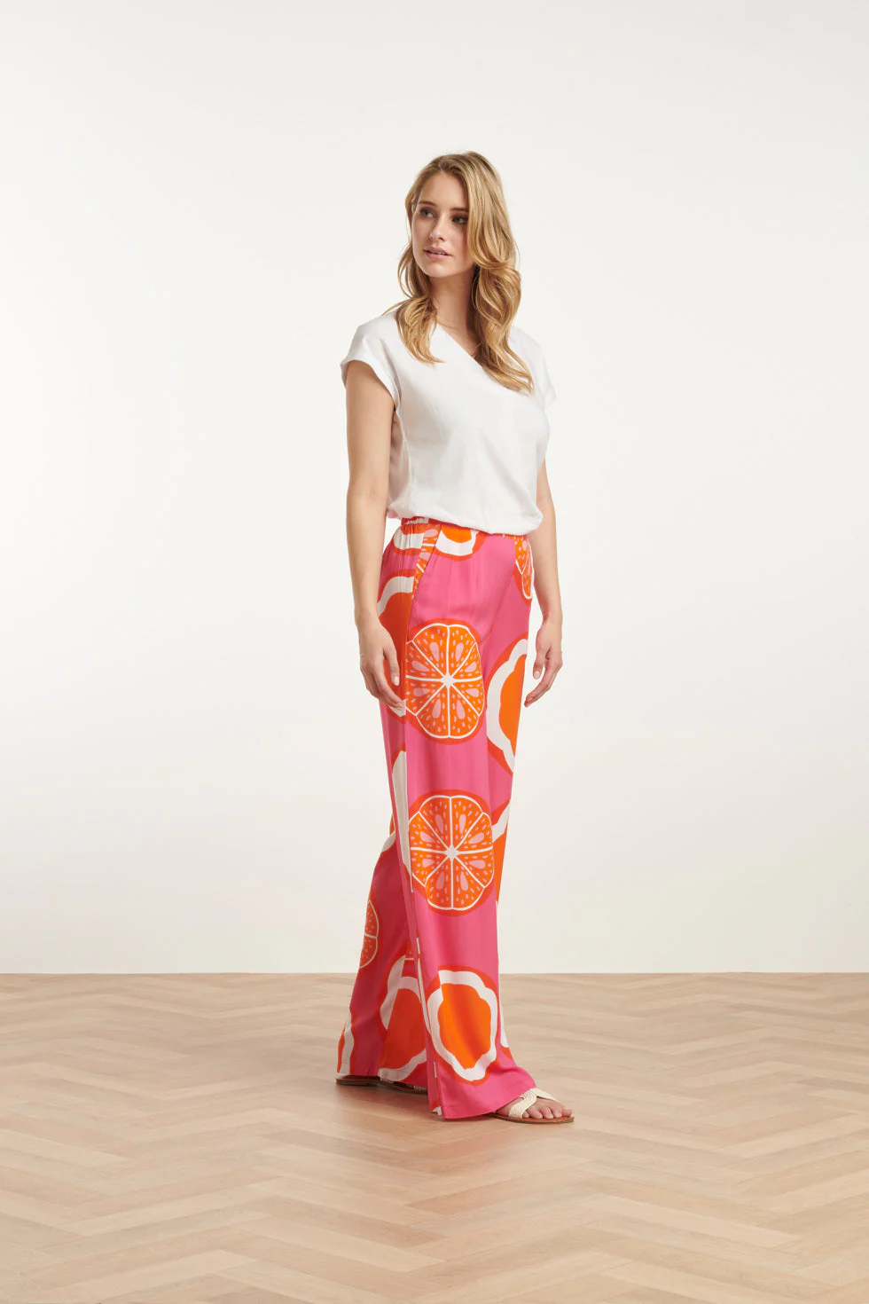 25027 Wide-Leg Broek Met Fruitprint | Pink - Muticolour - Image 4