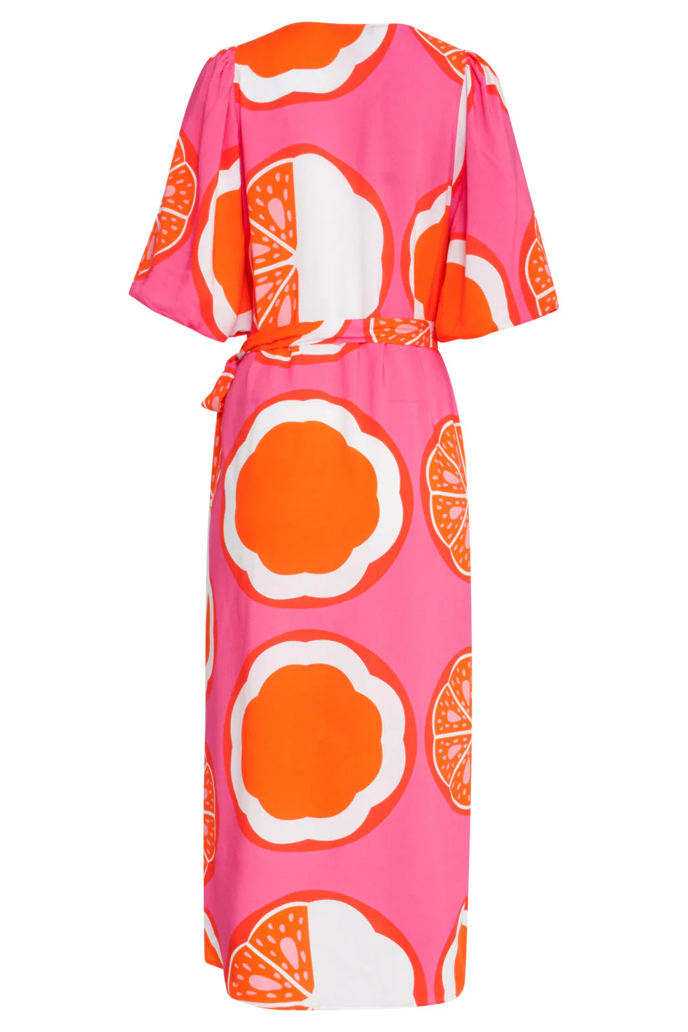 25028 V-Neck Midi Jurk Met Ballonmouwengrafisch Fruitprint | Pink - Muticolour - Image 7