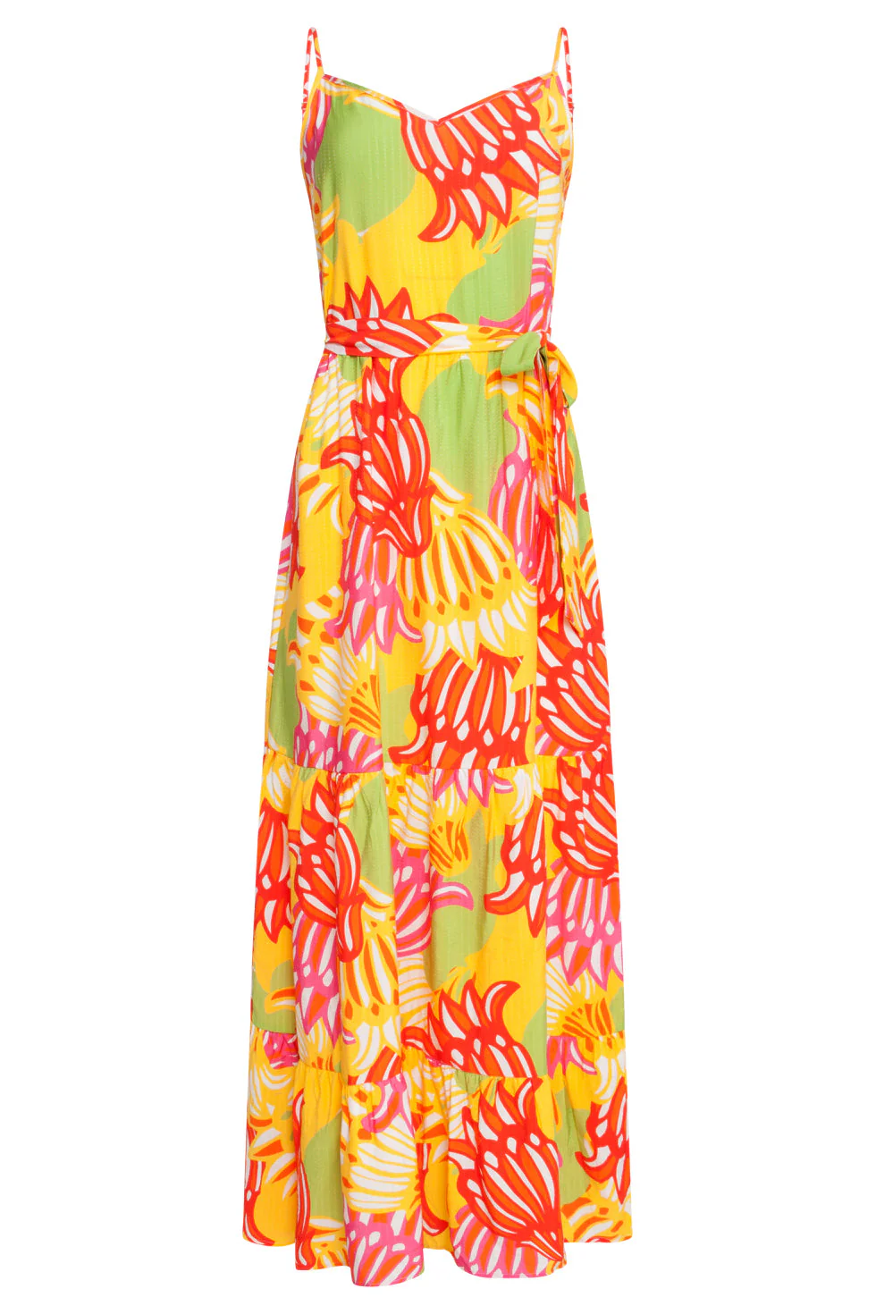 25029 Felgede Maxi Jurk Met Bloemenprint | Muticolour - Image 2