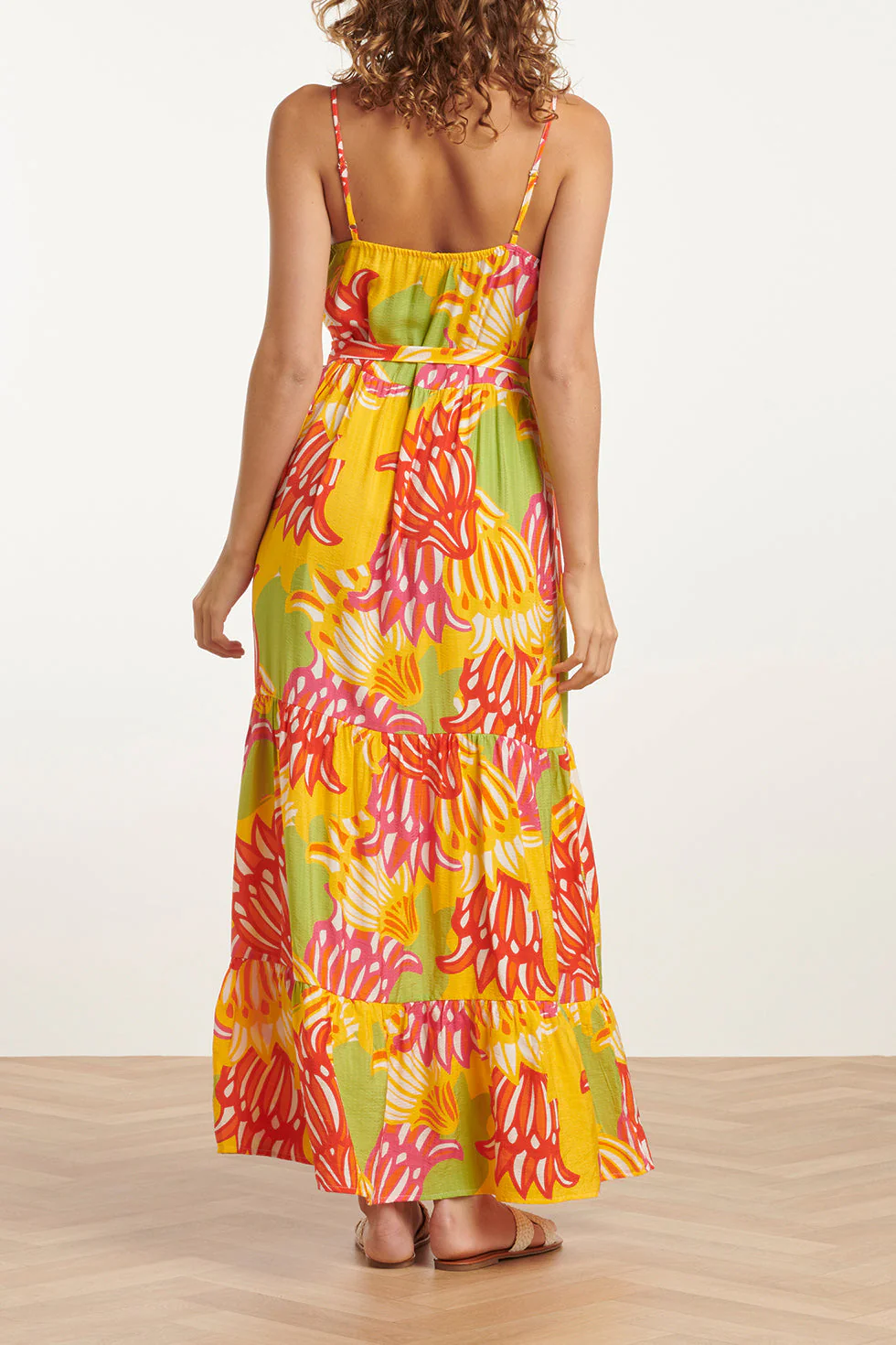 25029 Felgede Maxi Jurk Met Bloemenprint | Muticolour - Image 6