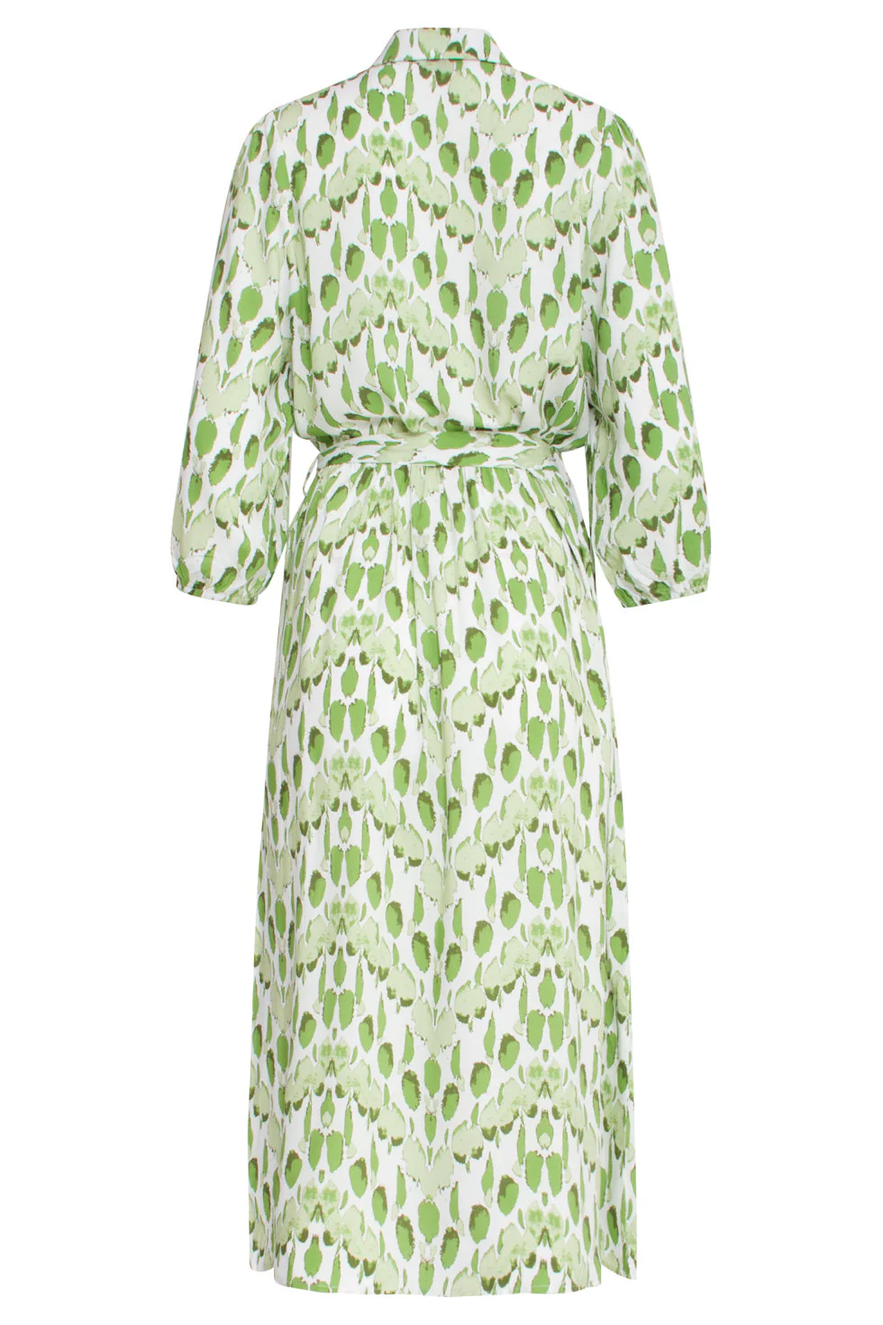 25032 V-Hals Midi Jurk Met Slangenprint | White - Light Green - Image 7
