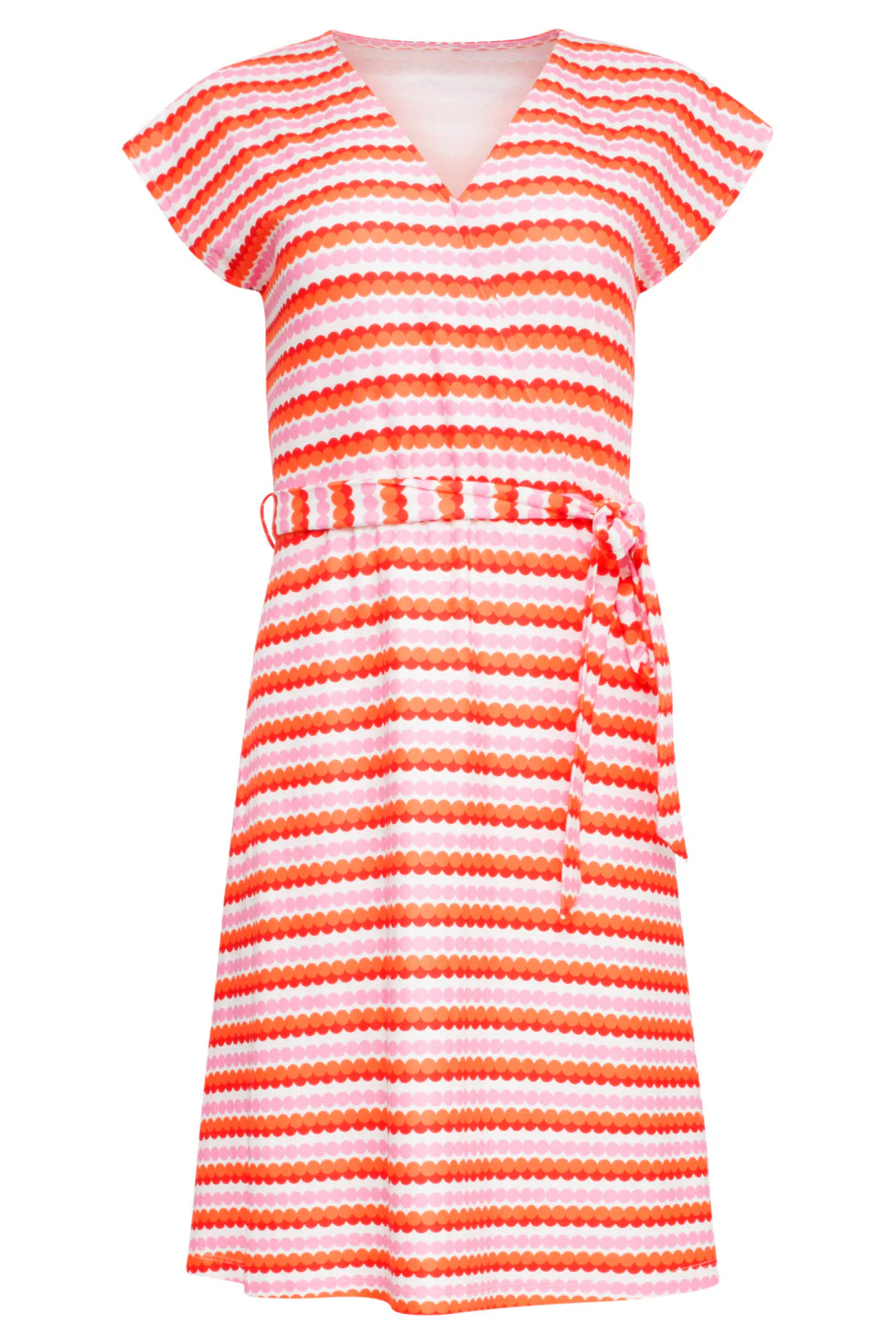 25037 V-Hals Overlapped Korte Jurk Met Grafische Dots, | Muticolour - Image 2