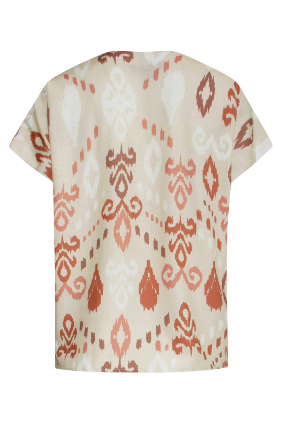 25045 V-Hals Paneel Top Met Een Groot Aztec Print-Nude Tinten | Sand - Muticolour - Image 7